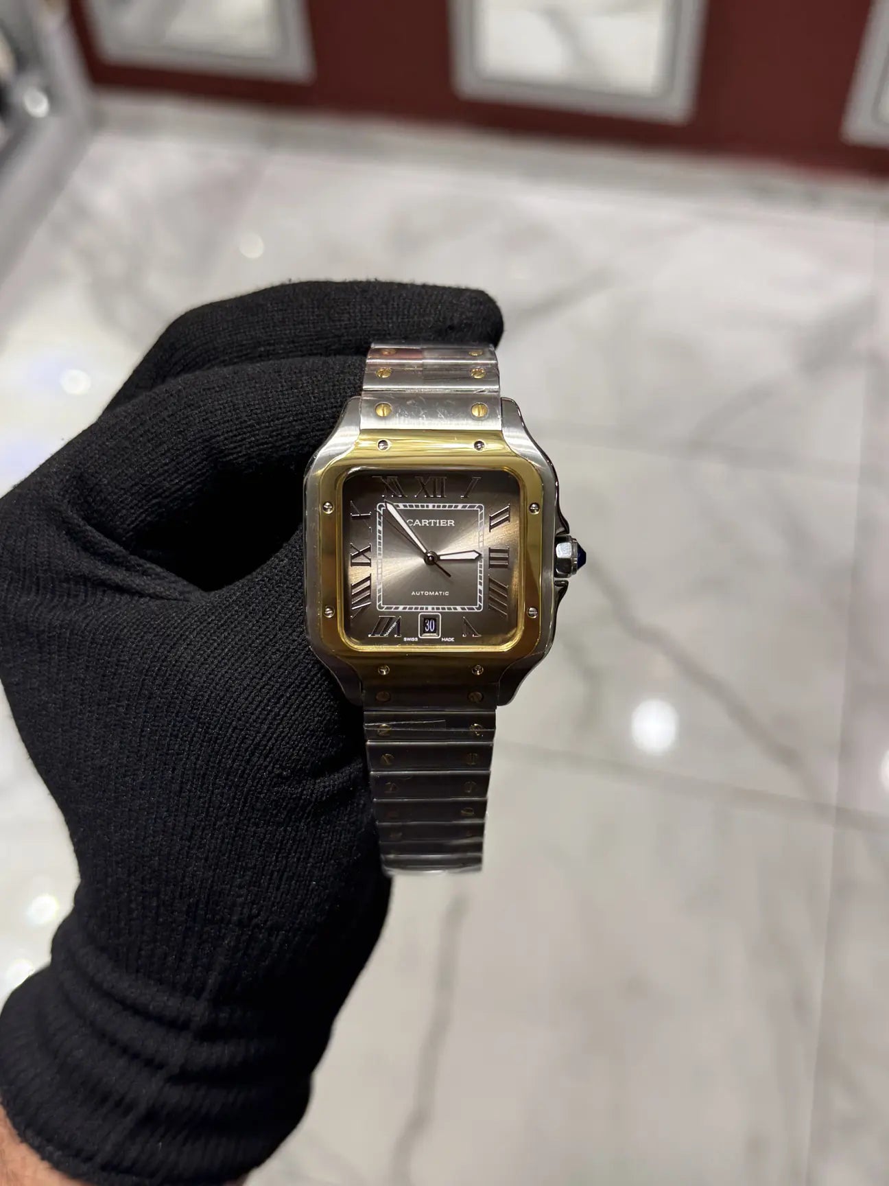 Cartier Santos  Grey Dial Large
