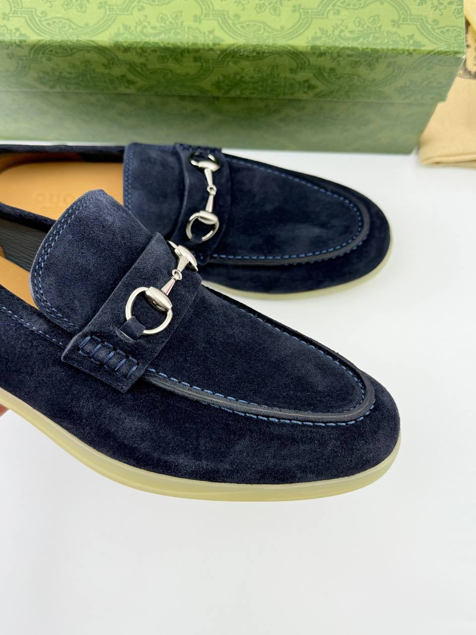 Gucci Horsebit Navy Blue Suede loafer
