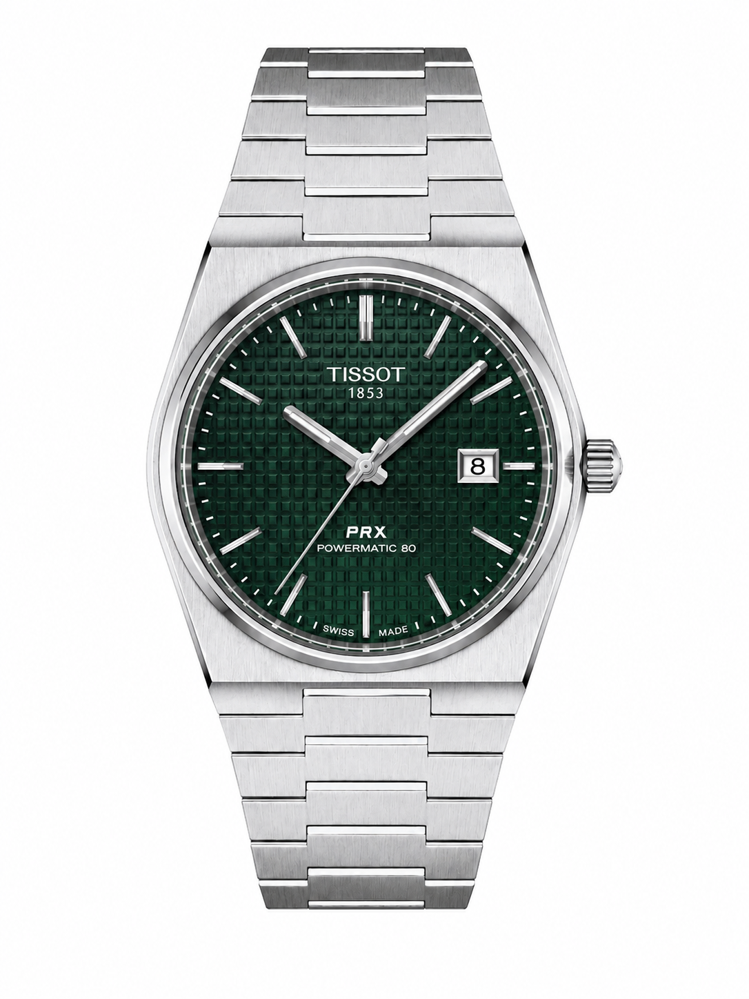 Tissot Prx Powermatic Silver Cordon Green Dial