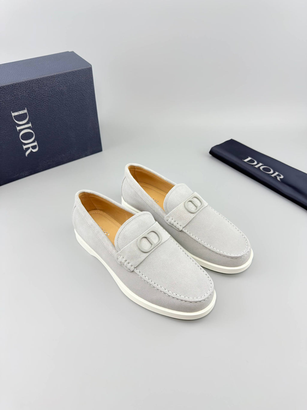 Dior Grenville Gray Suede Loafers