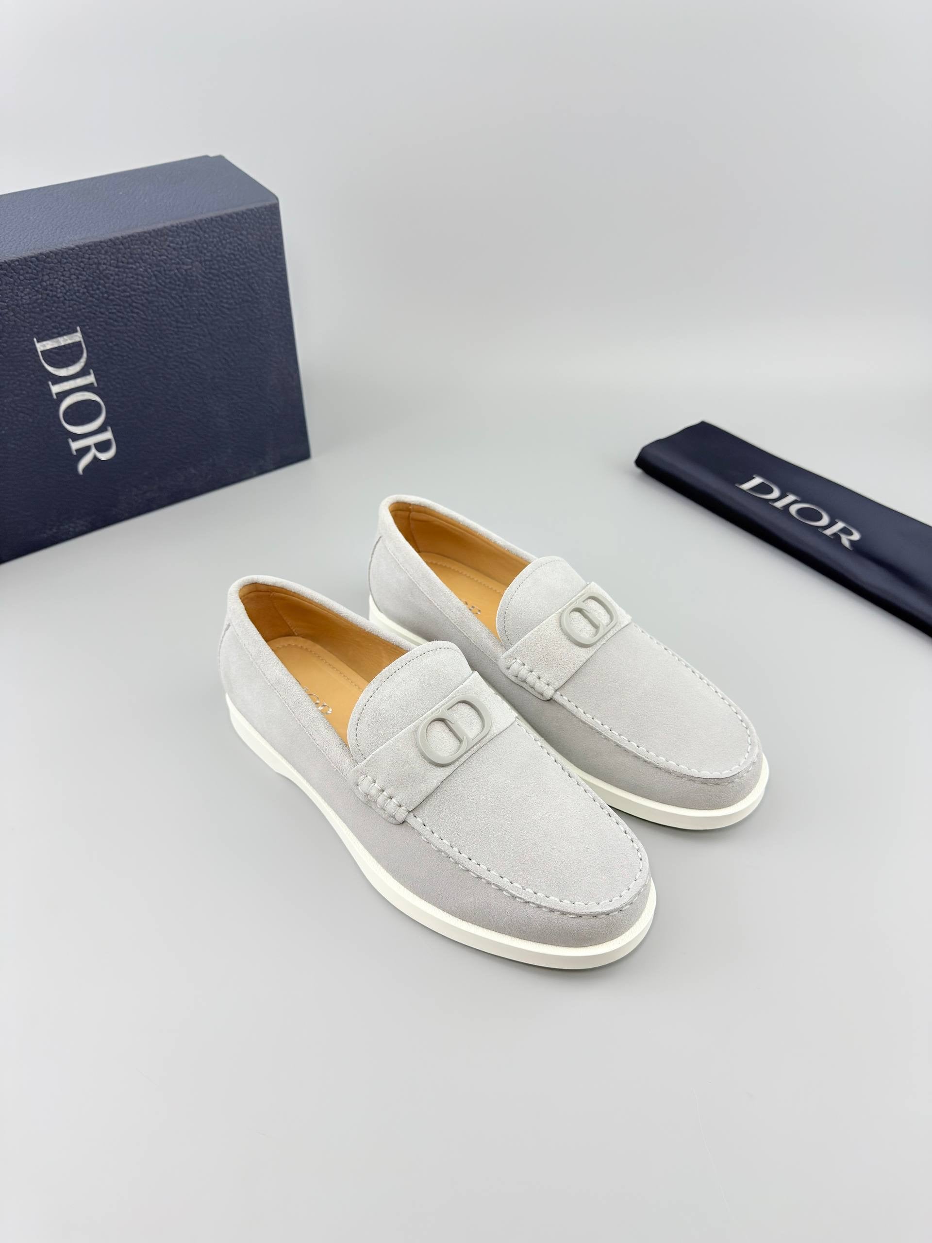 Dior Grenville Gray Suede Loafers