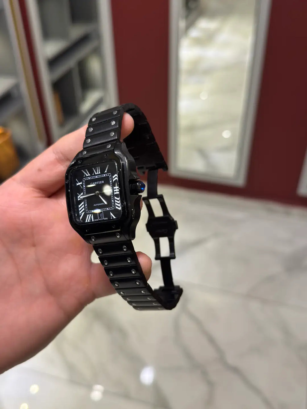 Cartier Santos Black Dial Large