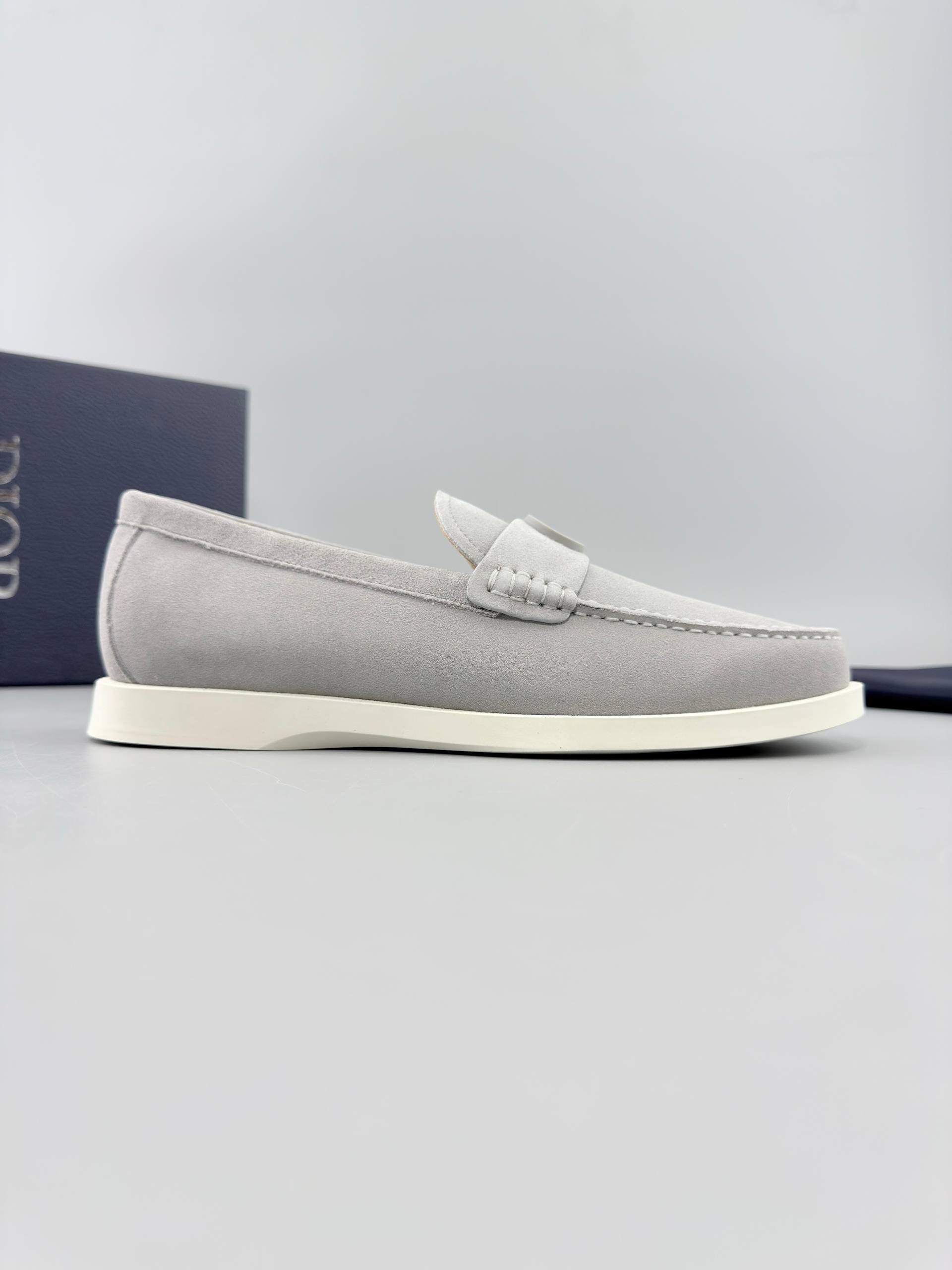 Dior Grenville Gray Suede Loafers