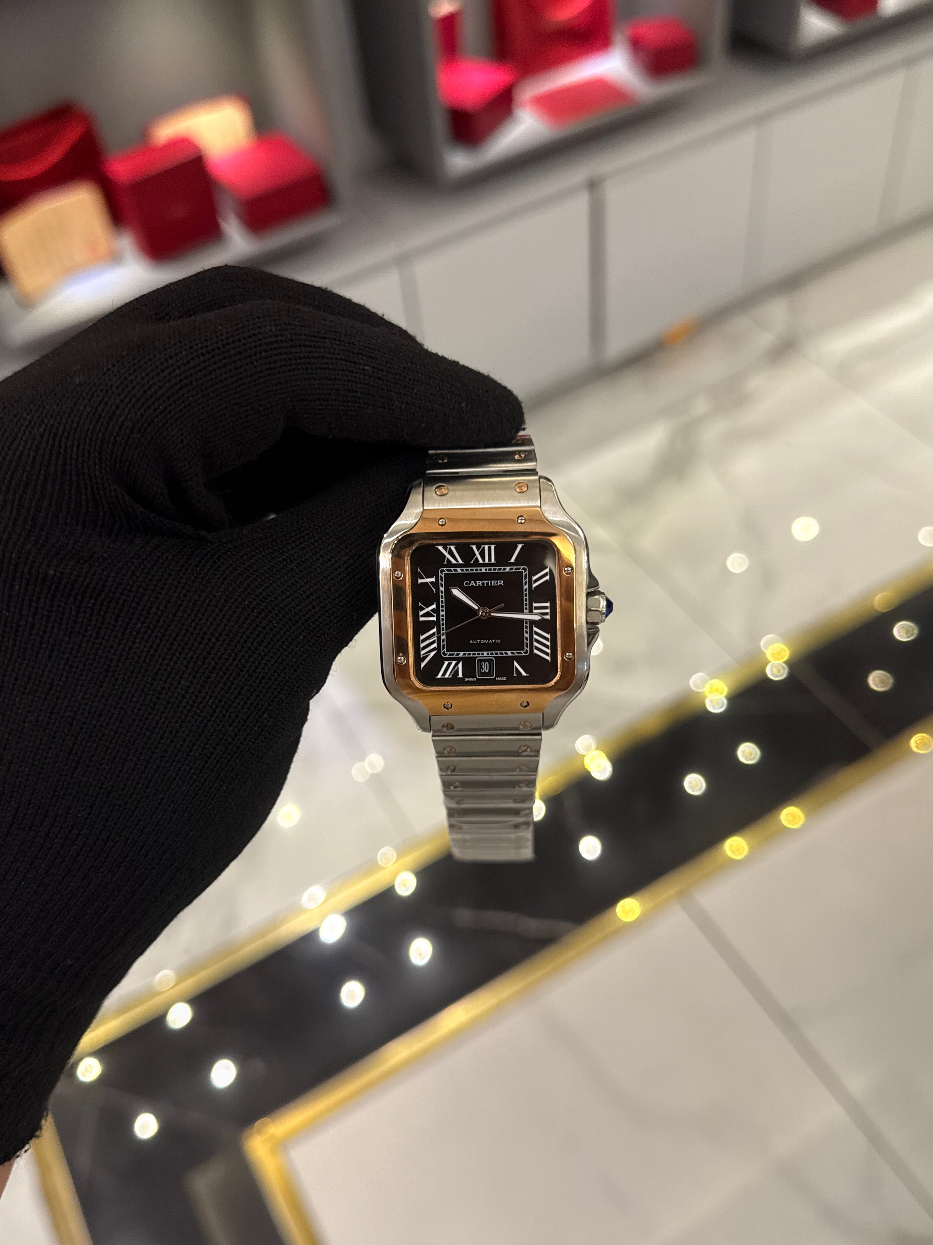 Cartier Santos Black Dial Large