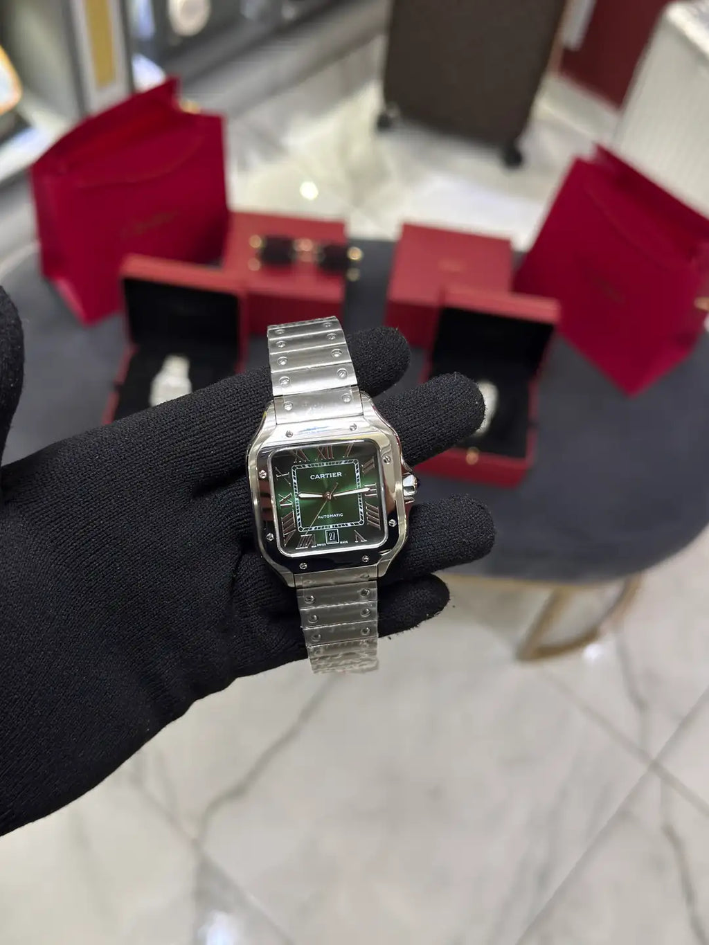 Cartier Santos Green Dial Large
