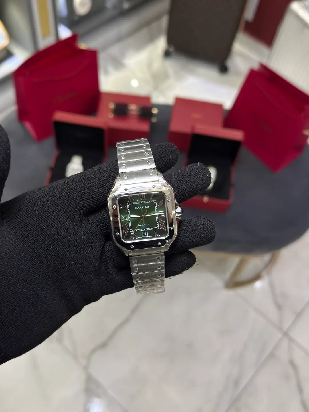 Cartier Santos Green Dial Large