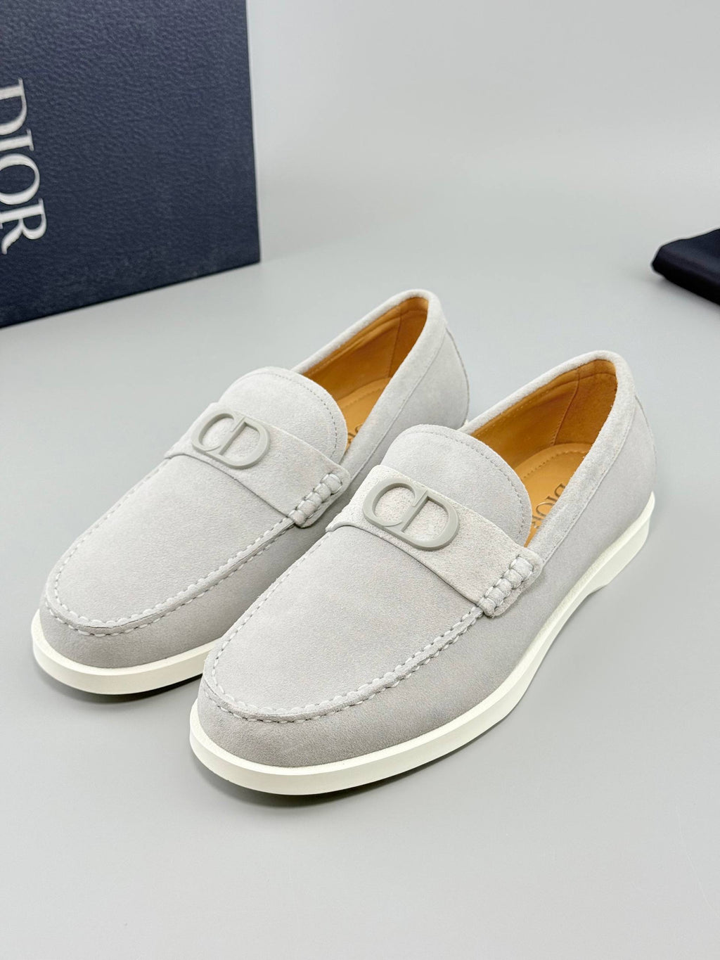 Dior Grenville Gray Suede Loafers