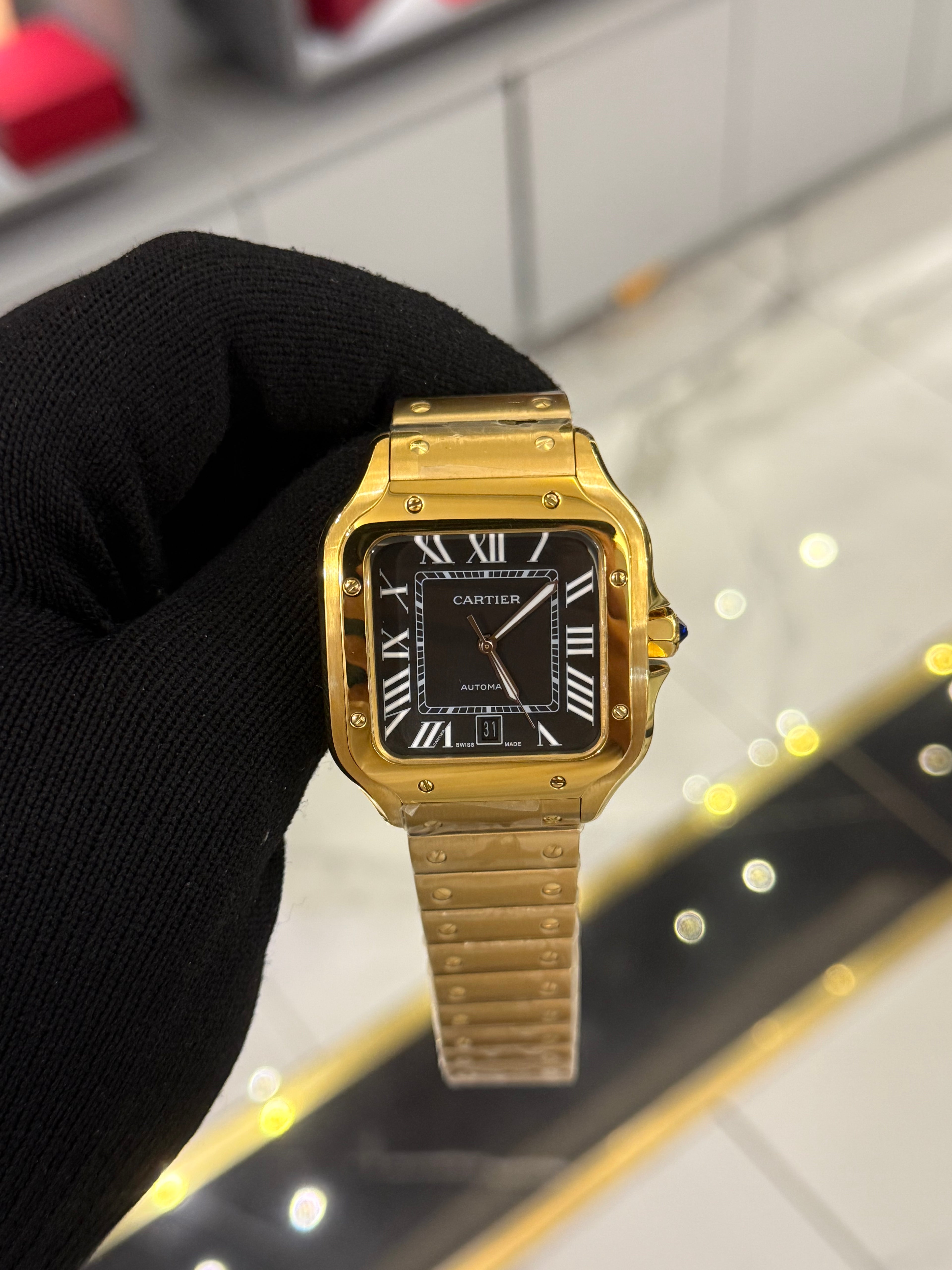 Cartier Santos Black Dial Large