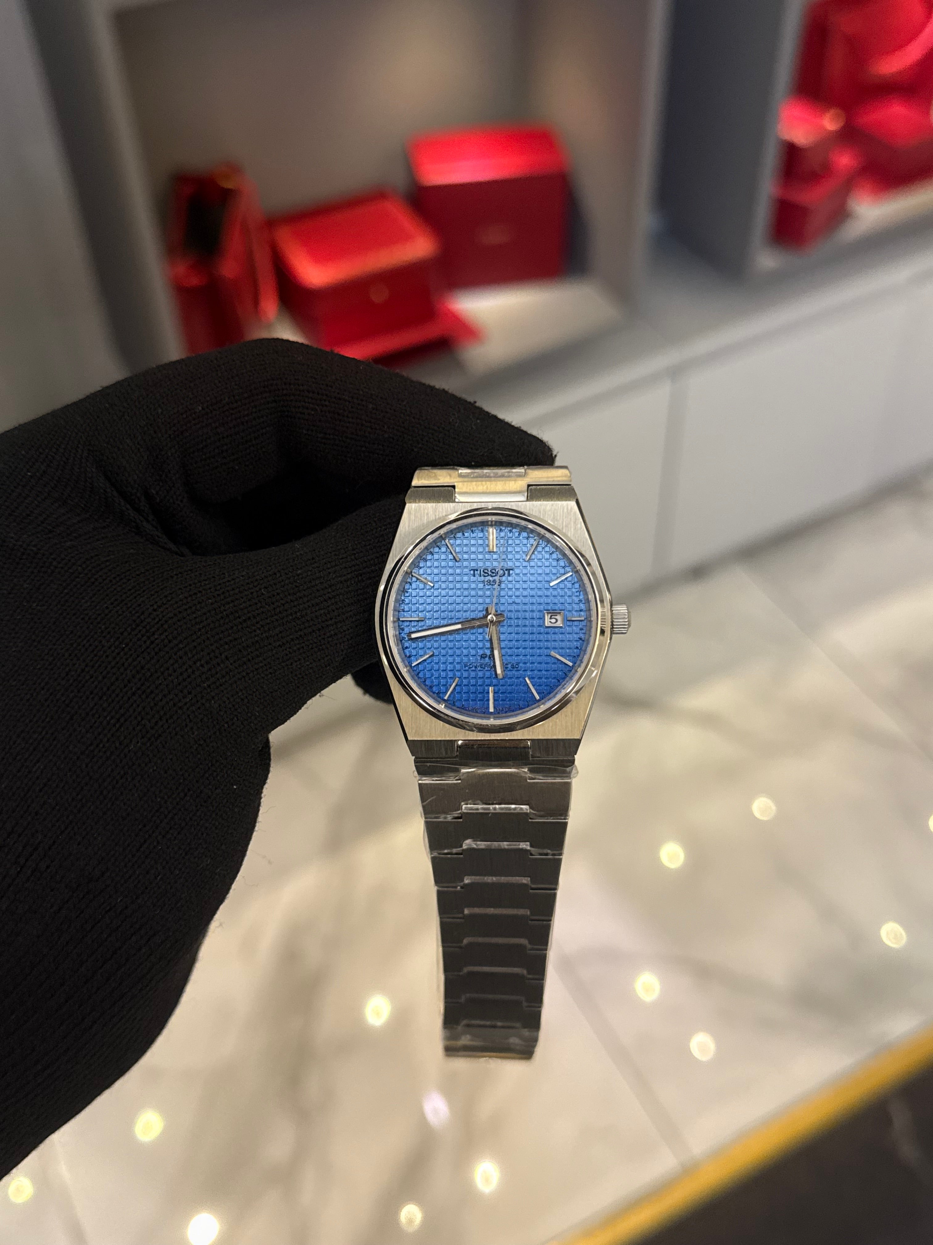 Tissot Prx Powermatic Silver Cordon Blue Dial
