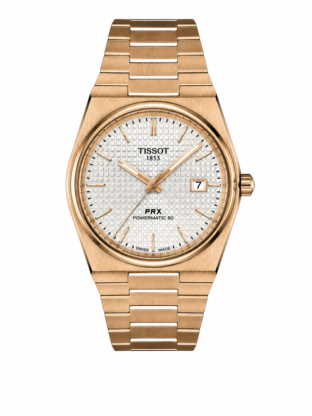 Tissot Prx Powermatic Rose Cordon White Dial