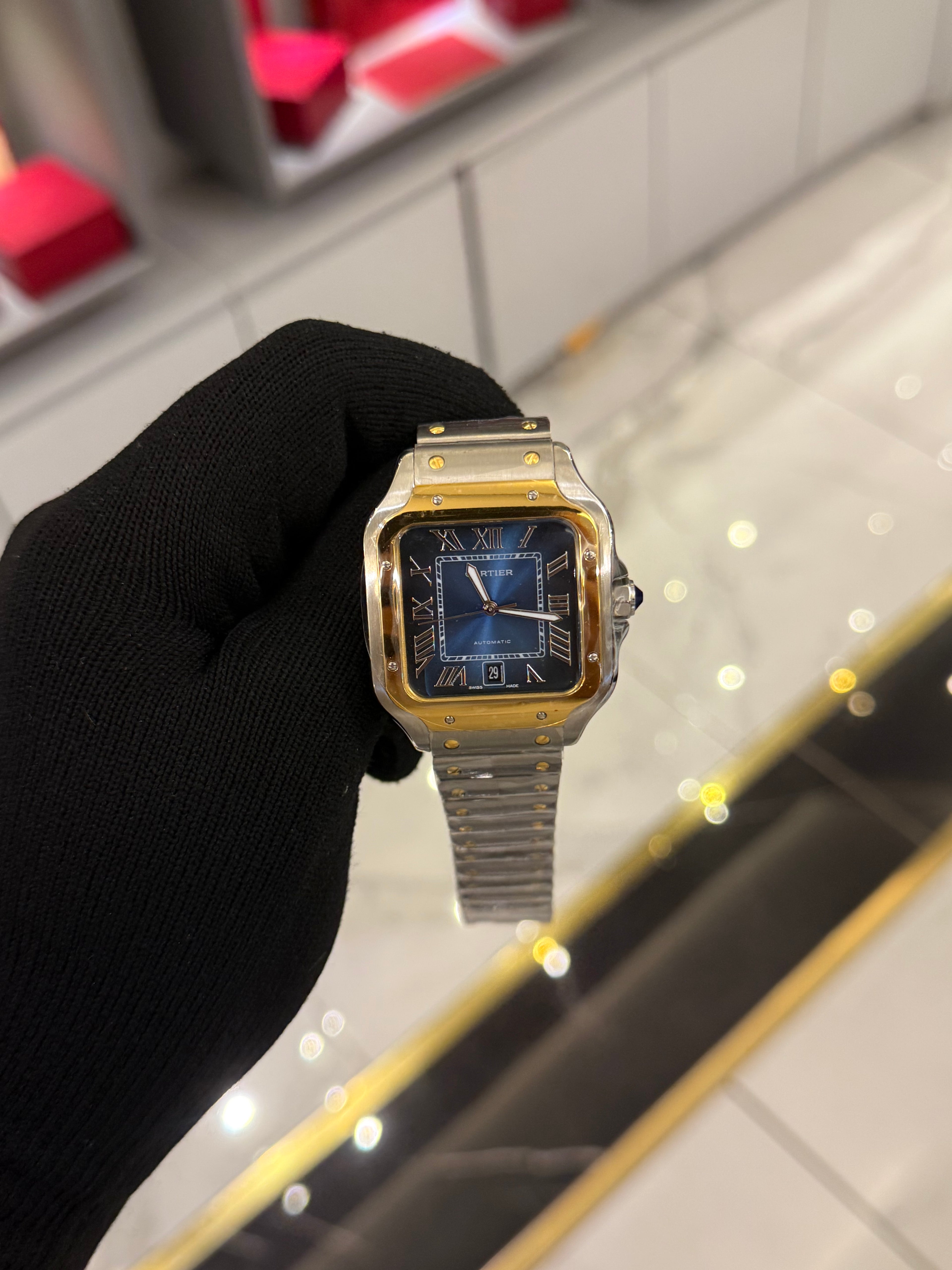 Cartier Santos Blue Dial Large