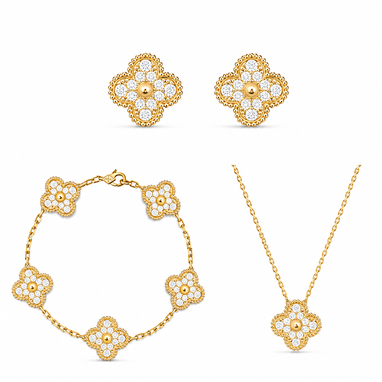 Van Cleef Alhambra Taşlı Yonca Set