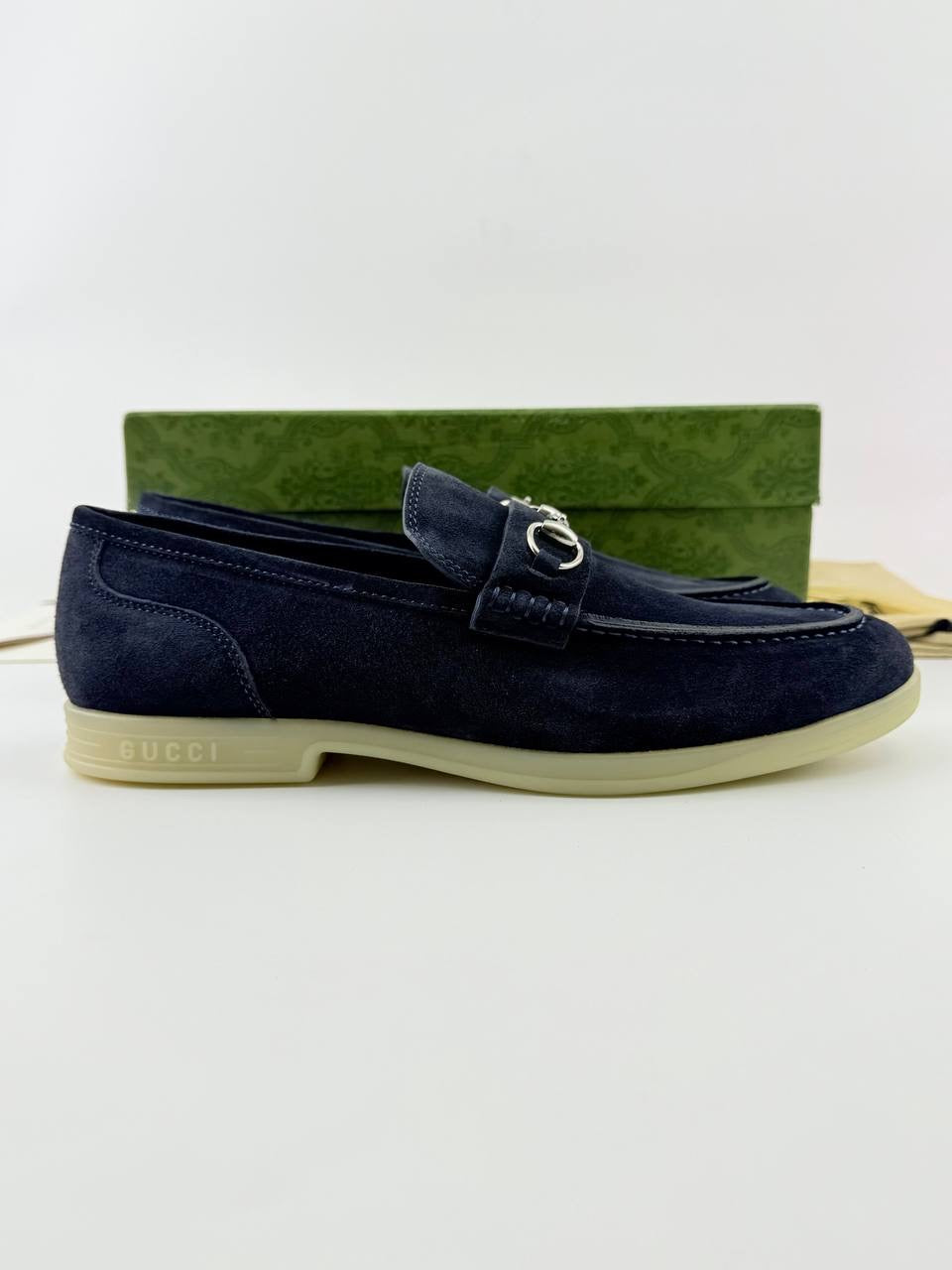 Gucci Horsebit Navy Blue Suede loafer