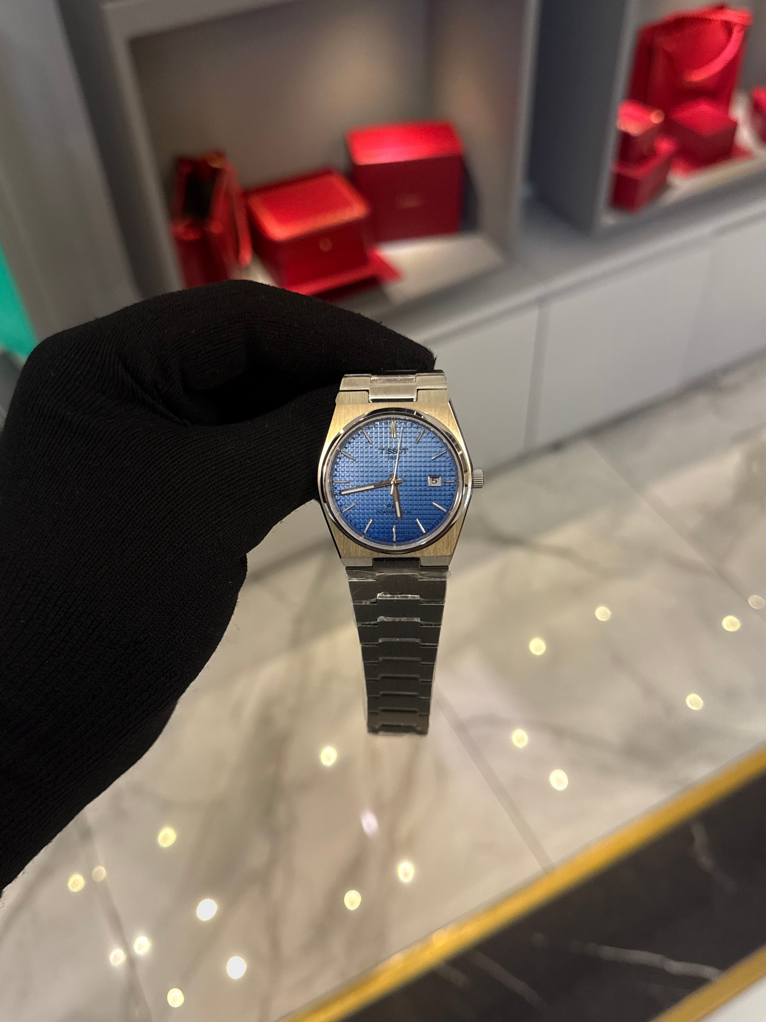 Tissot Prx Powermatic Silver Cordon Blue Dial