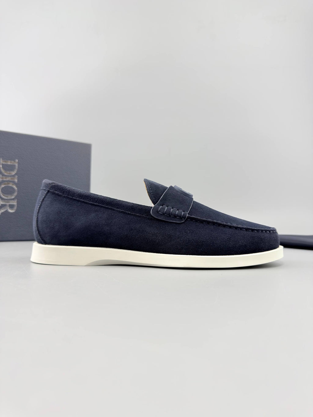 Dior Grenville Navy Blue Suede Loafers