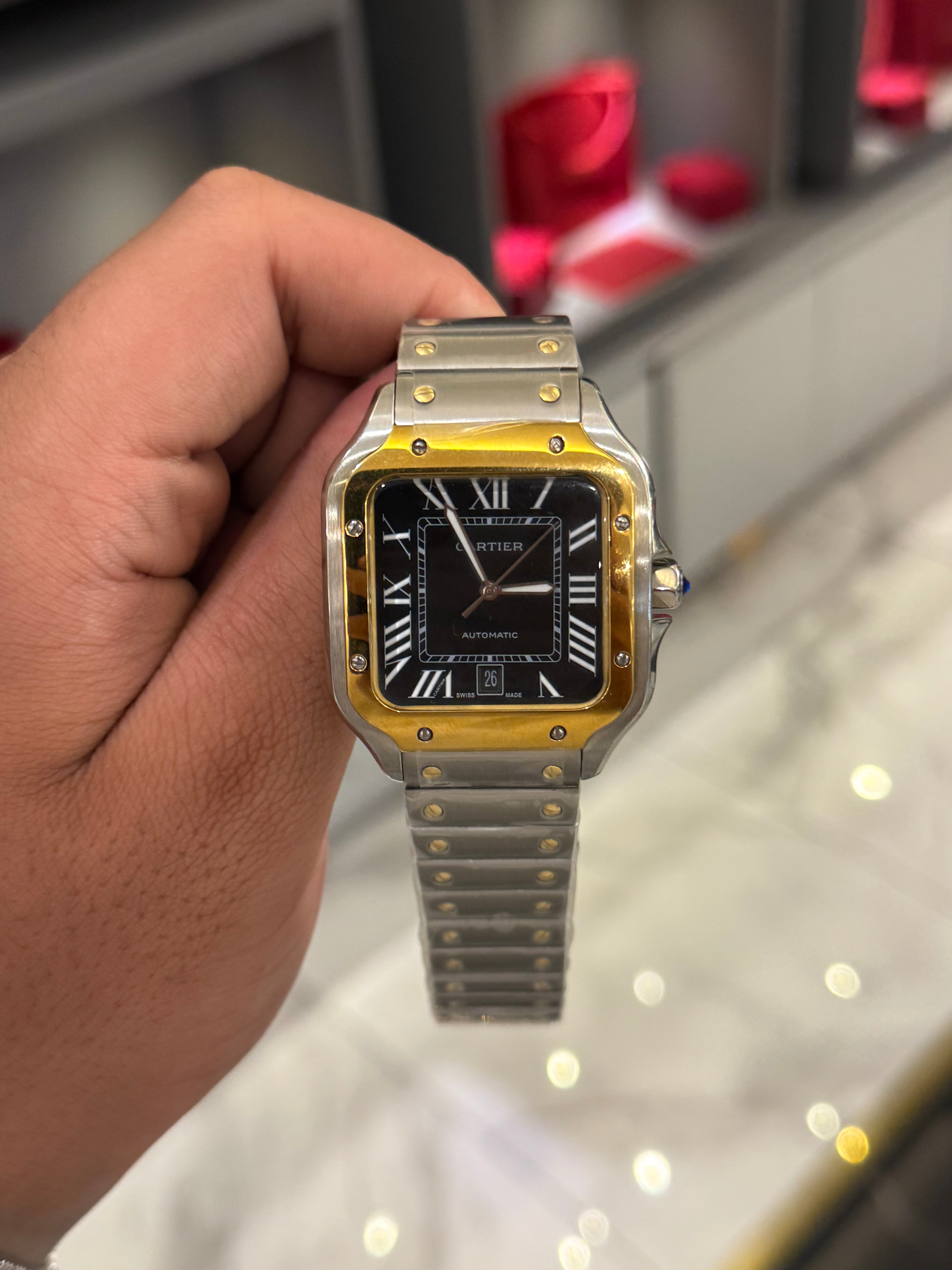 Cartier Santos Black Dial Large