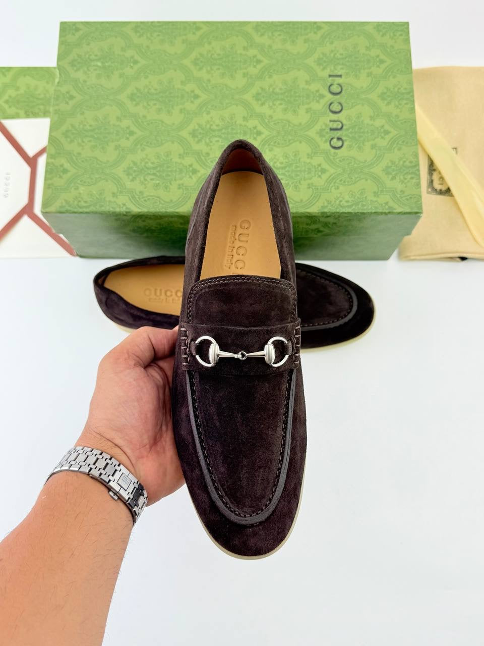 Gucci Horsebit Brown Suede loafer