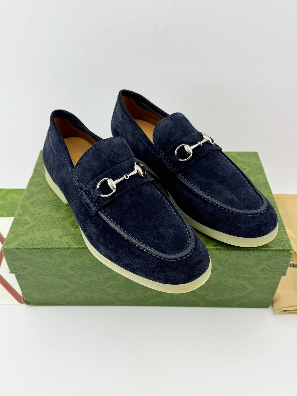 Gucci Horsebit Navy Blue Suede loafer