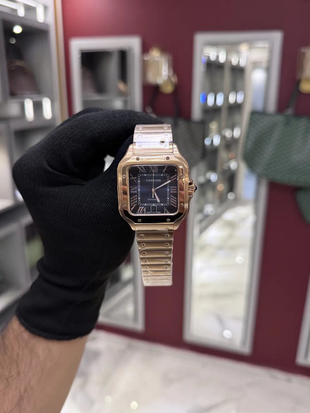 Cartier Santos Blue Dial Large