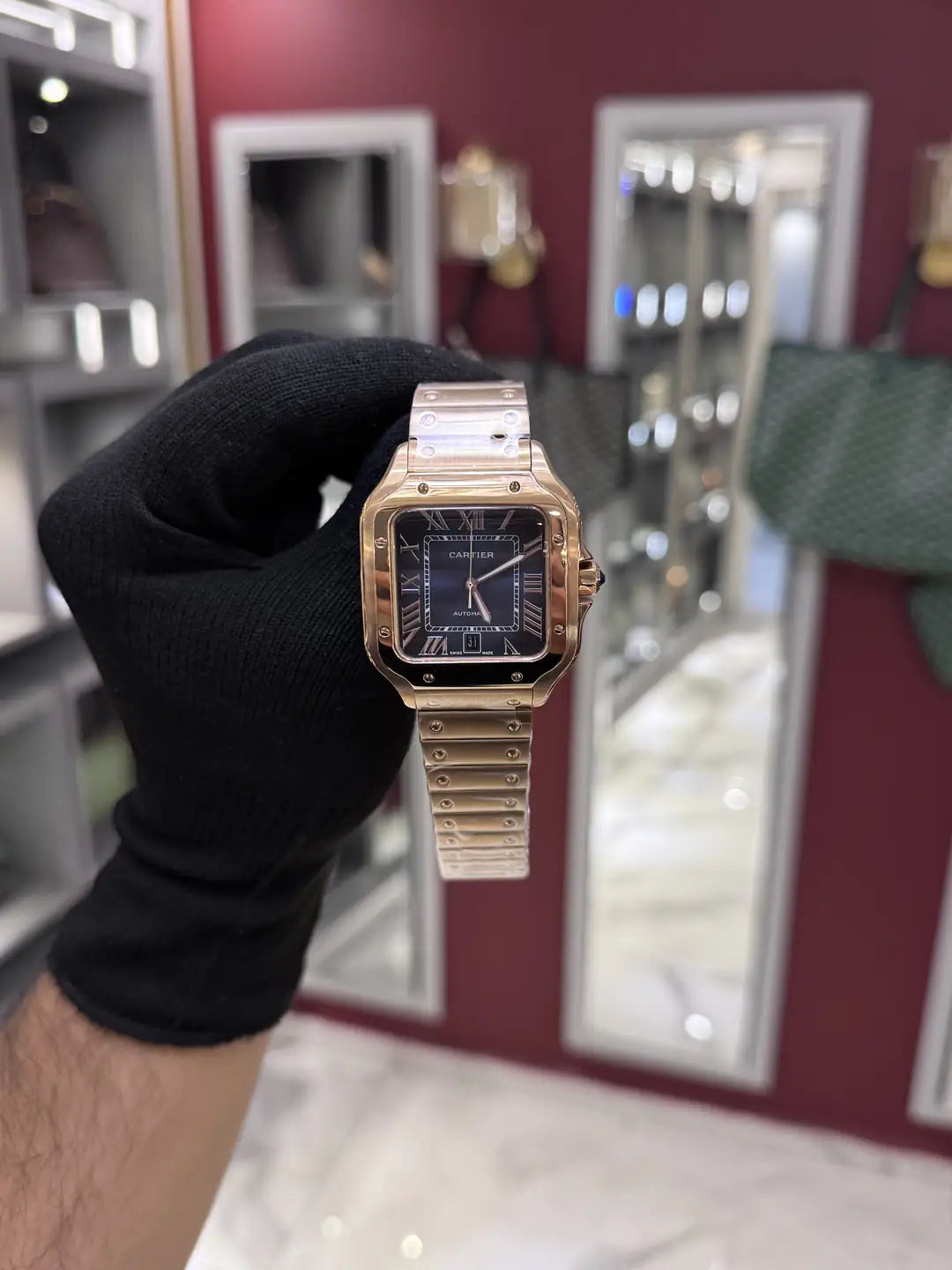 Cartier Santos Blue Dial Large