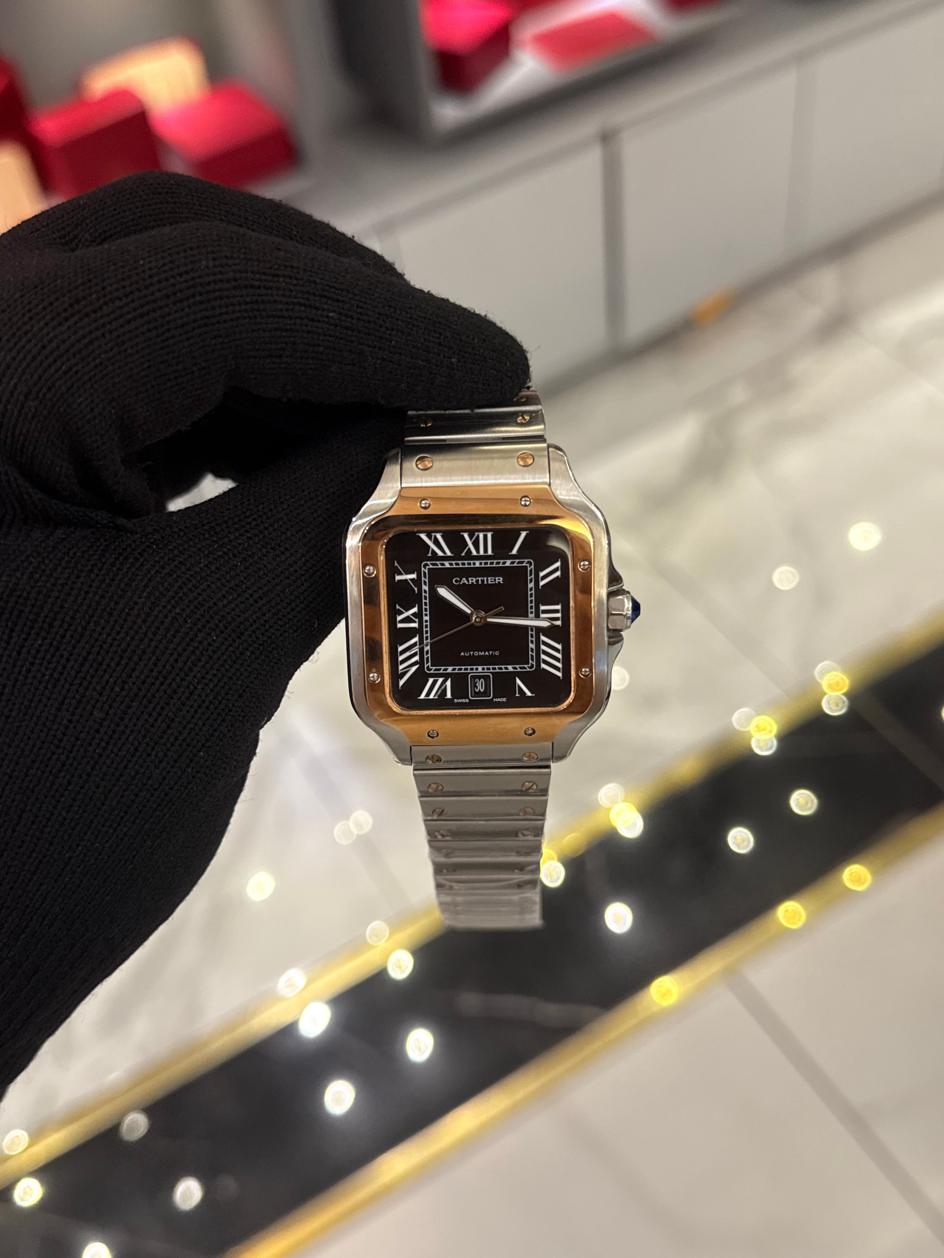 Cartier Santos Black Dial Large