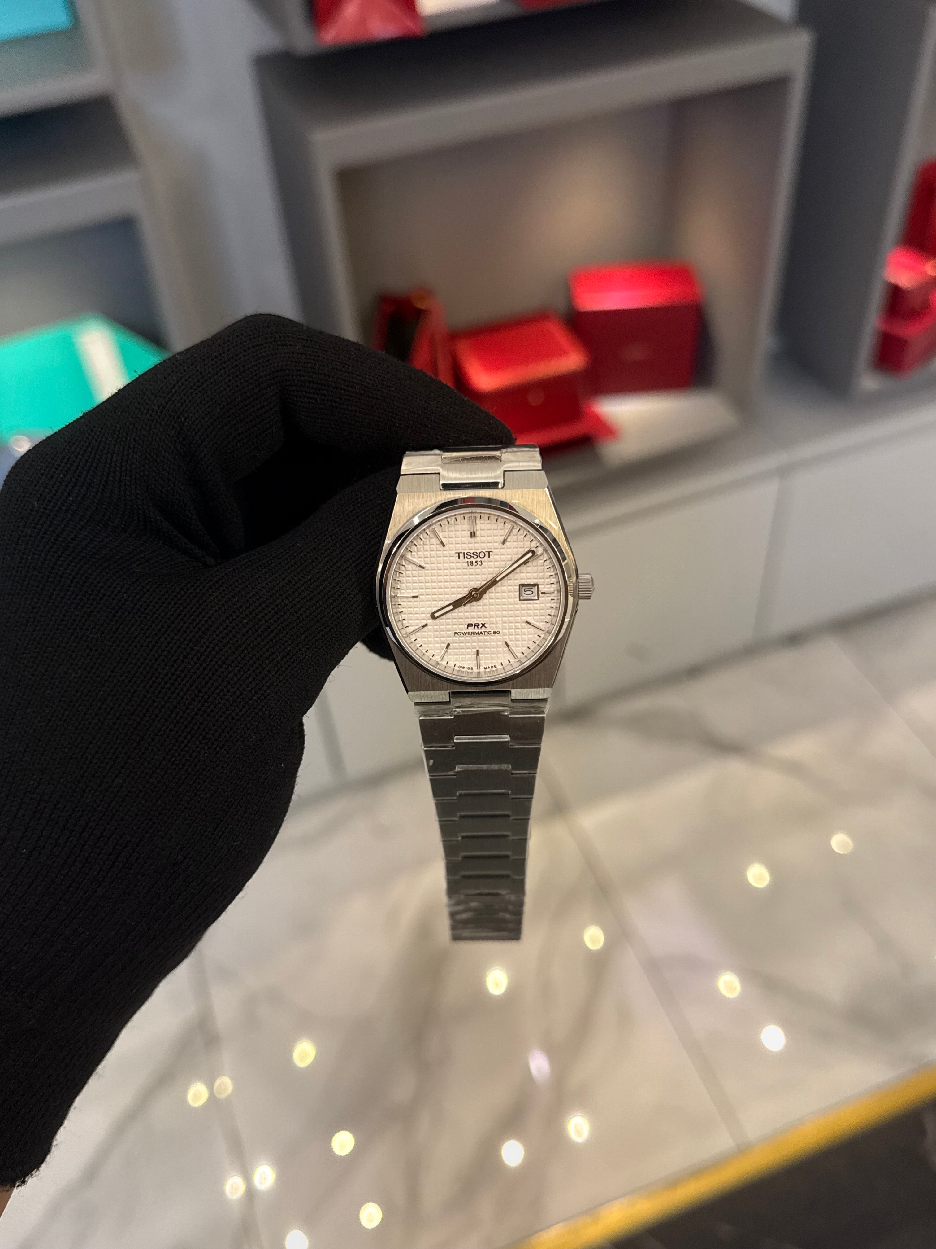 Tissot Prx Powermatic Silver Cordon Blue Dial