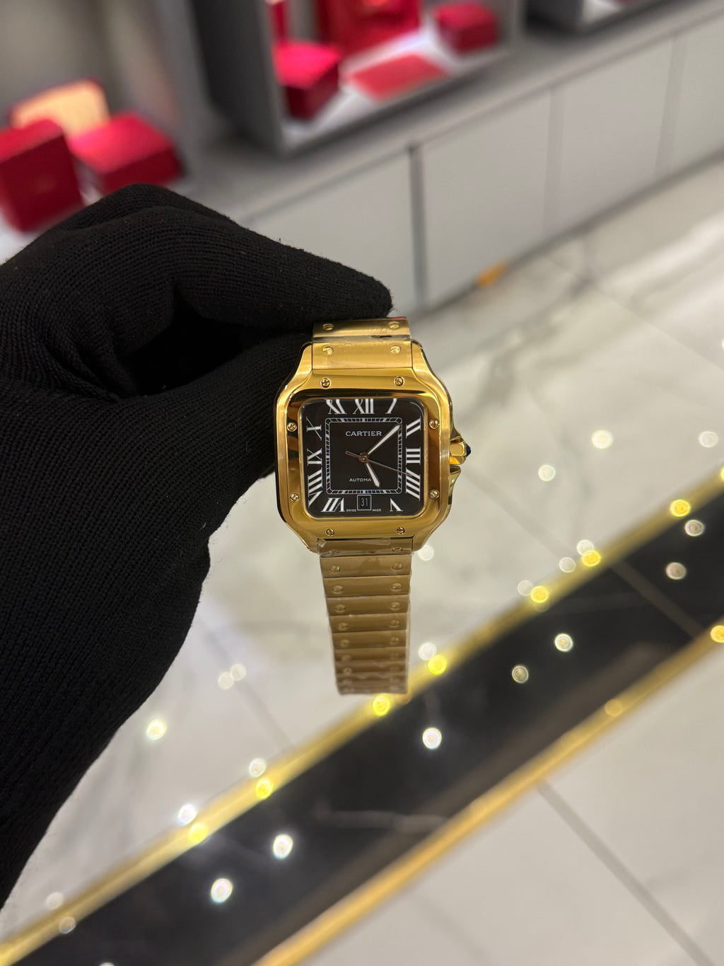 Cartier Santos Black Dial Large