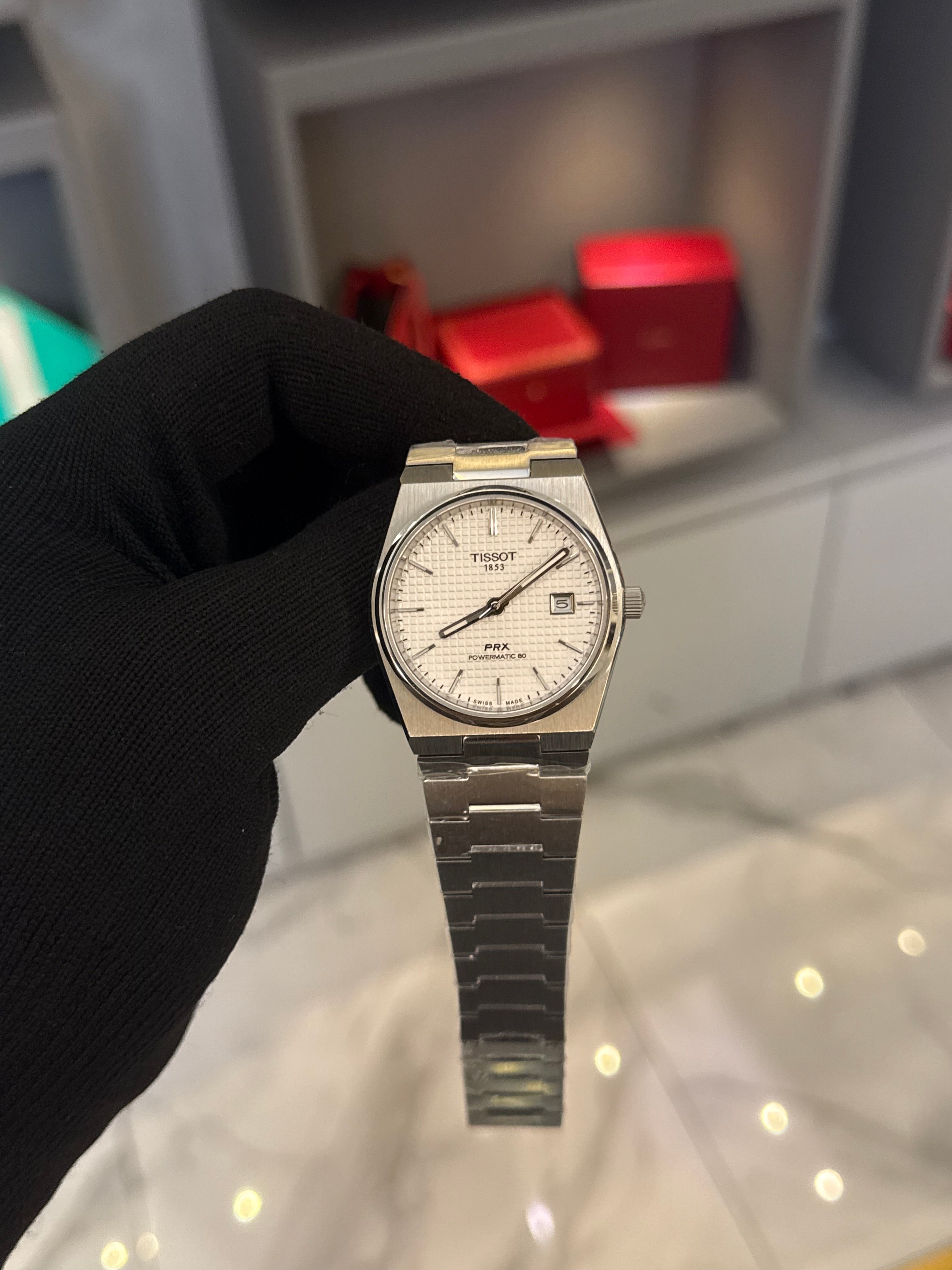Tissot Prx Powermatic Silver Cordon Blue Dial
