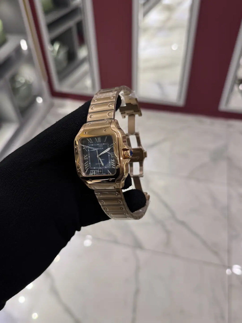 Cartier Santos Blue Dial Large