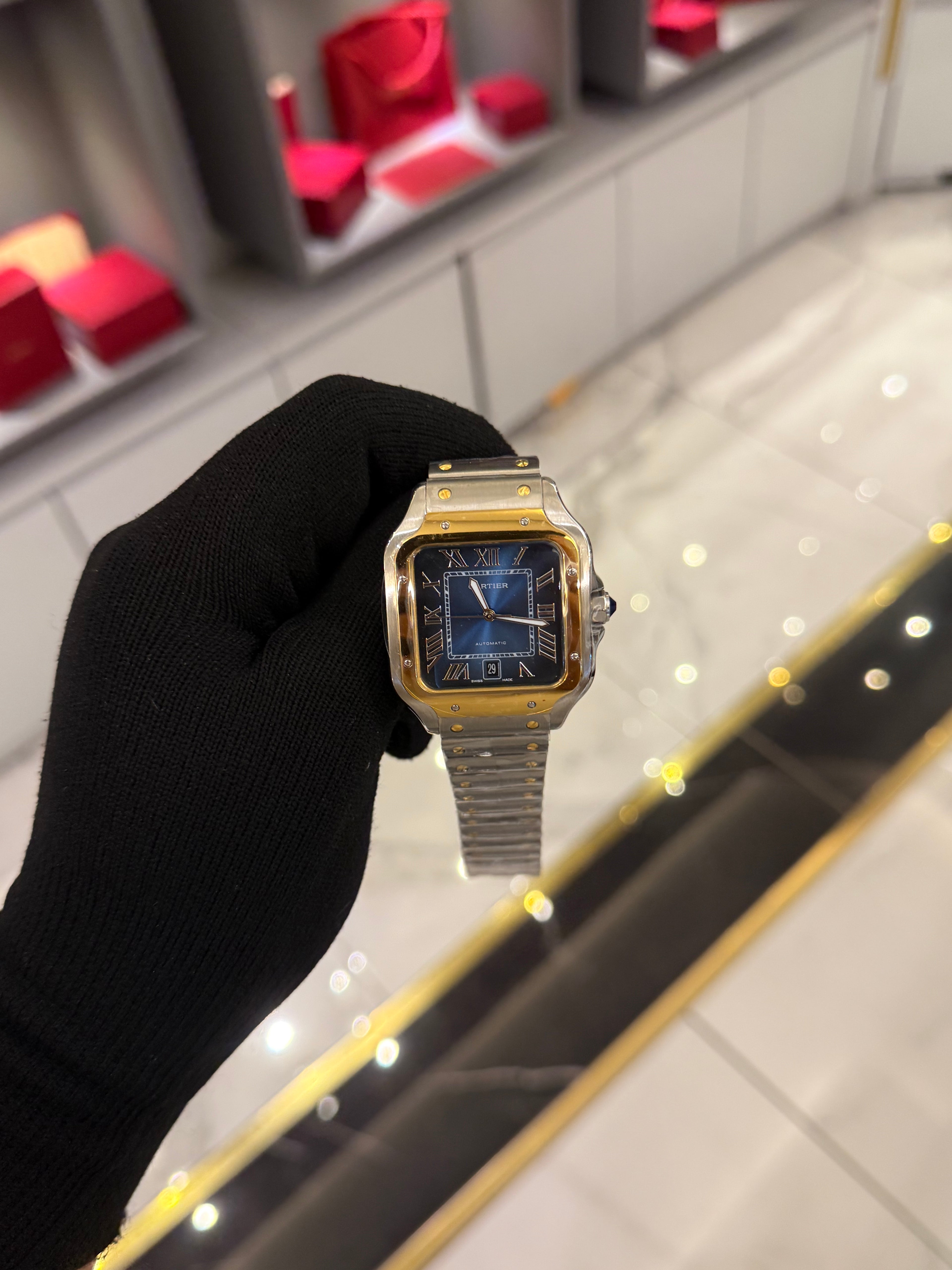 Cartier Santos Blue Dial Large
