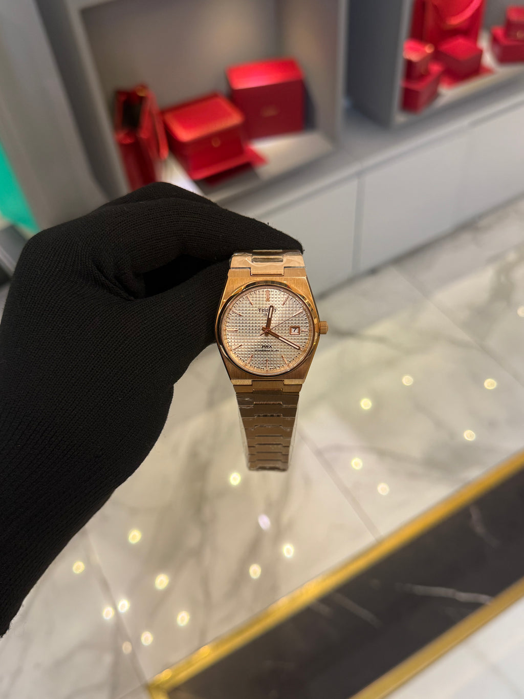 Tissot Prx Powermatic Rose Cordon White Dial