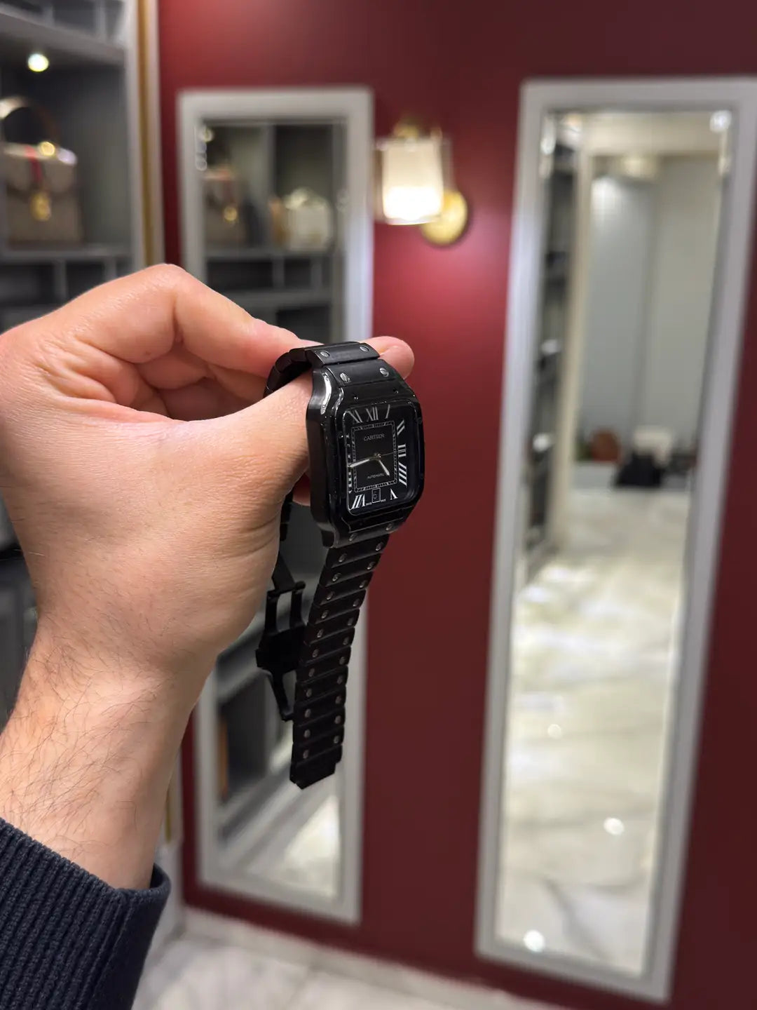 Cartier Santos Black Dial Large
