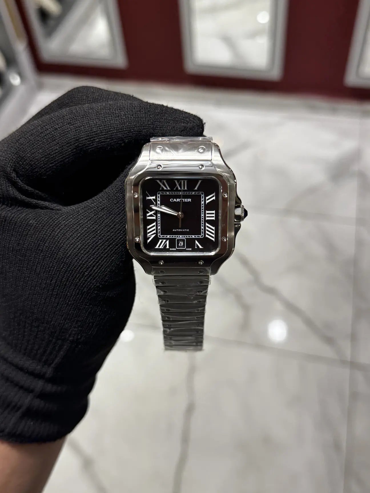 Cartier Santos Black Dial Large