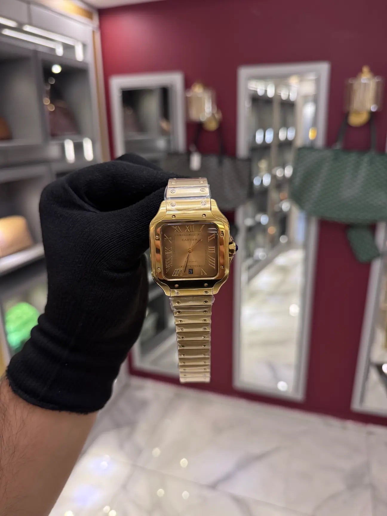 Cartier Santos Gold Dial Large
