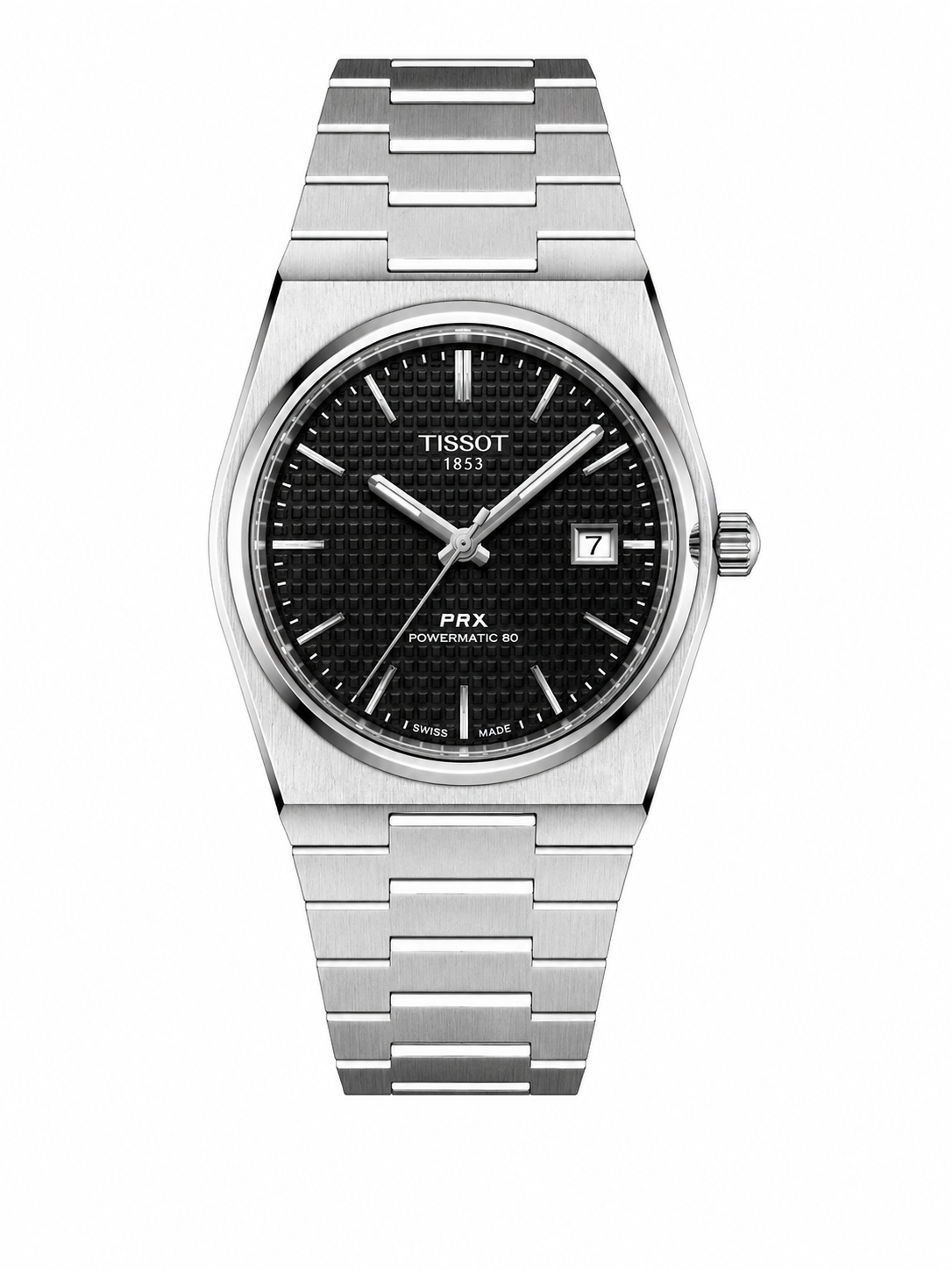 Tissot Prx Powermatic Silver Cordon Black Dial