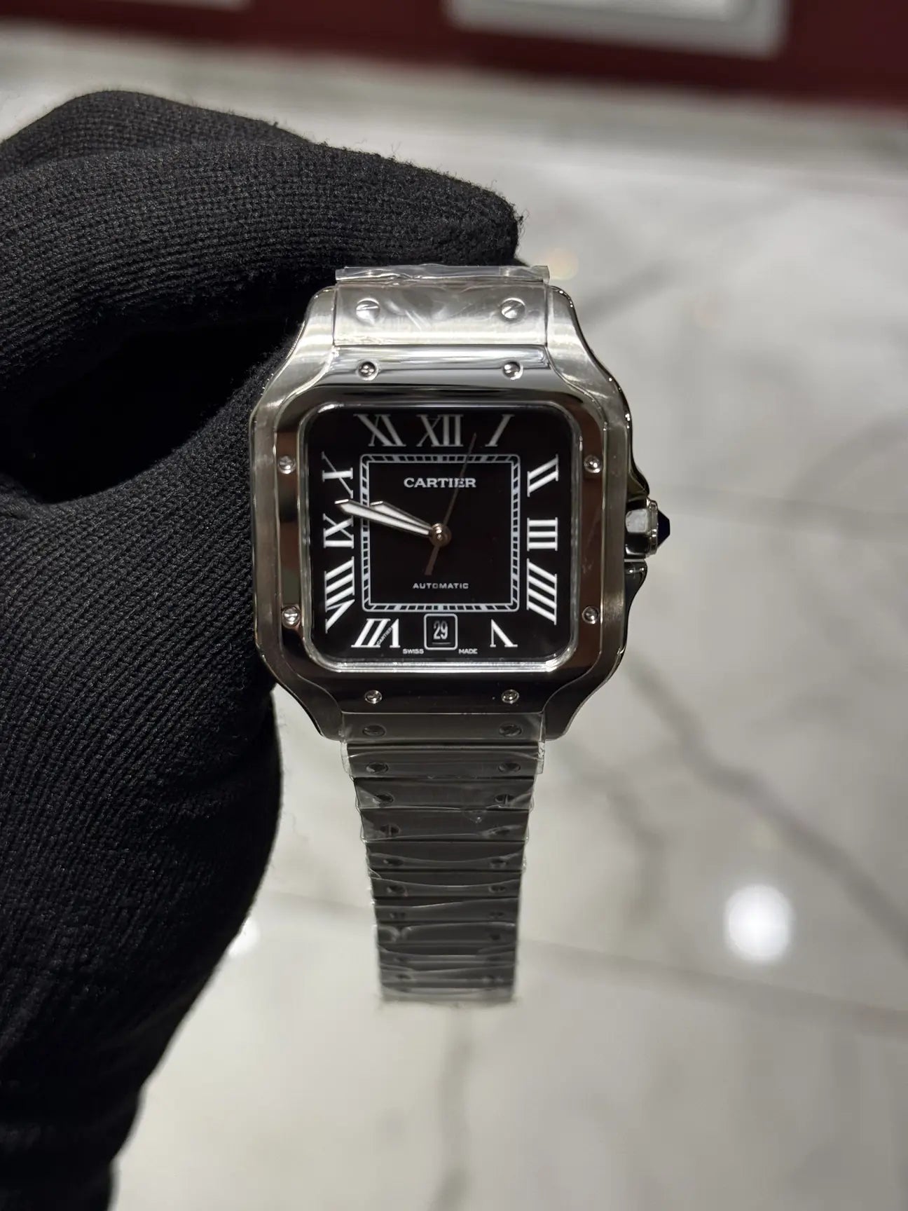 Cartier Santos Black Dial Large
