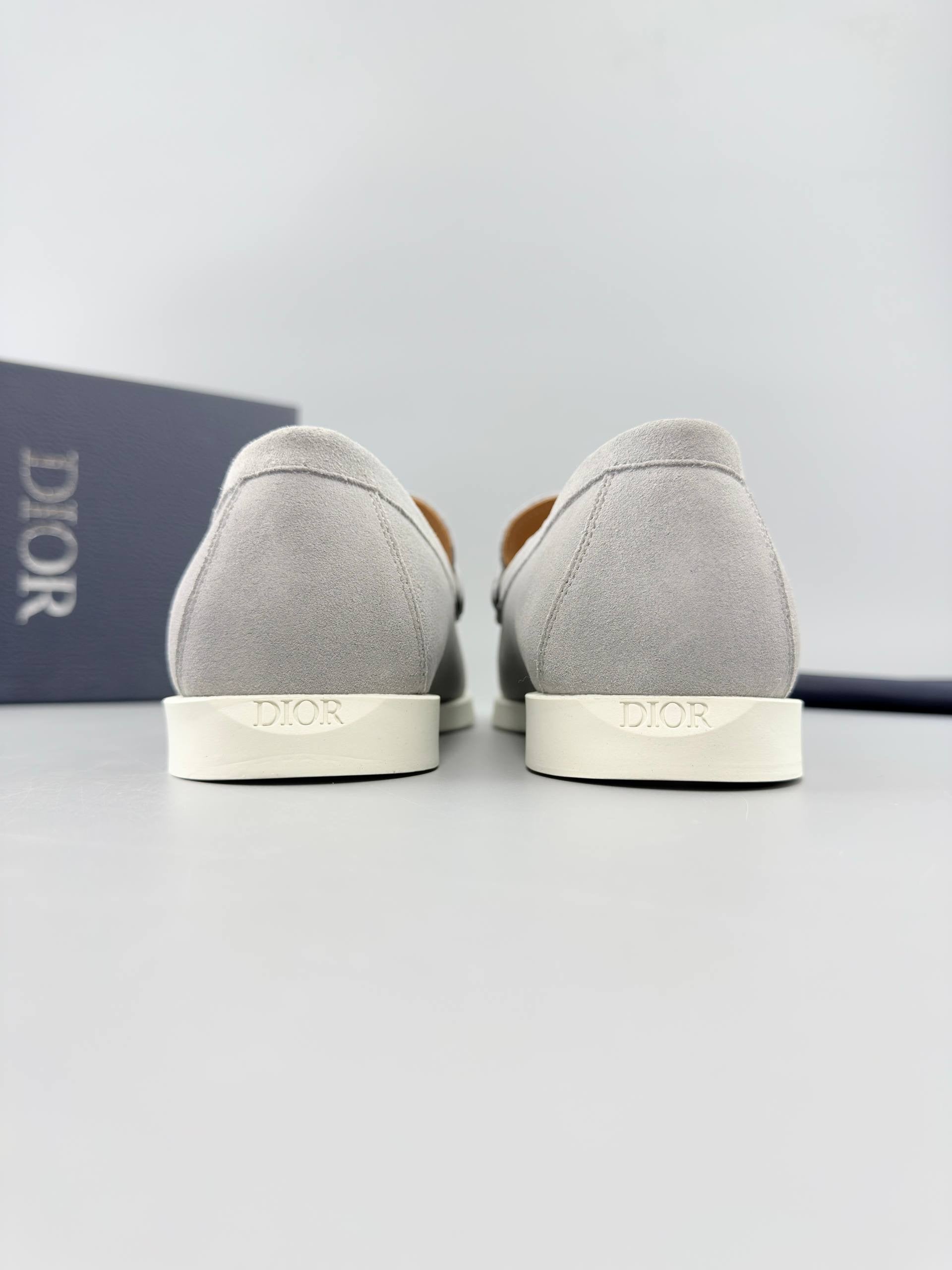Dior Grenville Gray Suede Loafers