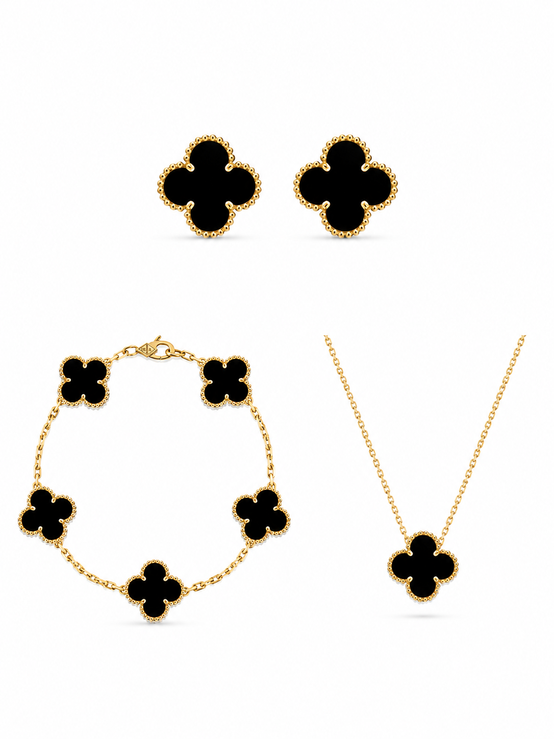 Van Cleef Alhambra Siyah Yonca Set