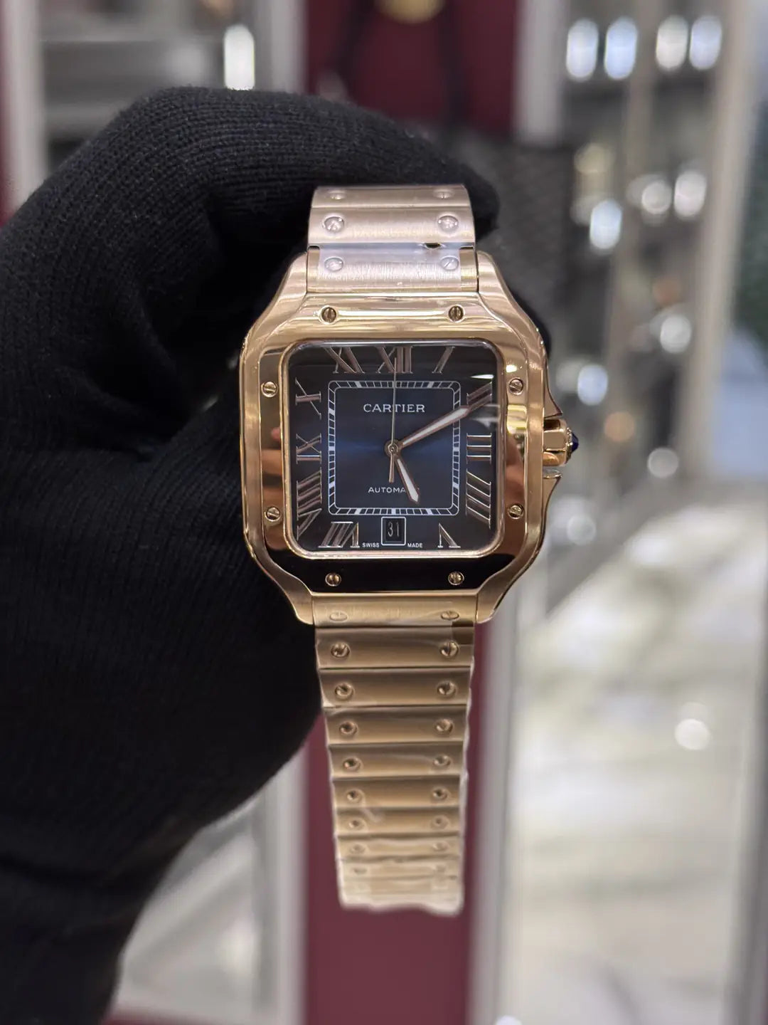 Cartier Santos Blue Dial Large