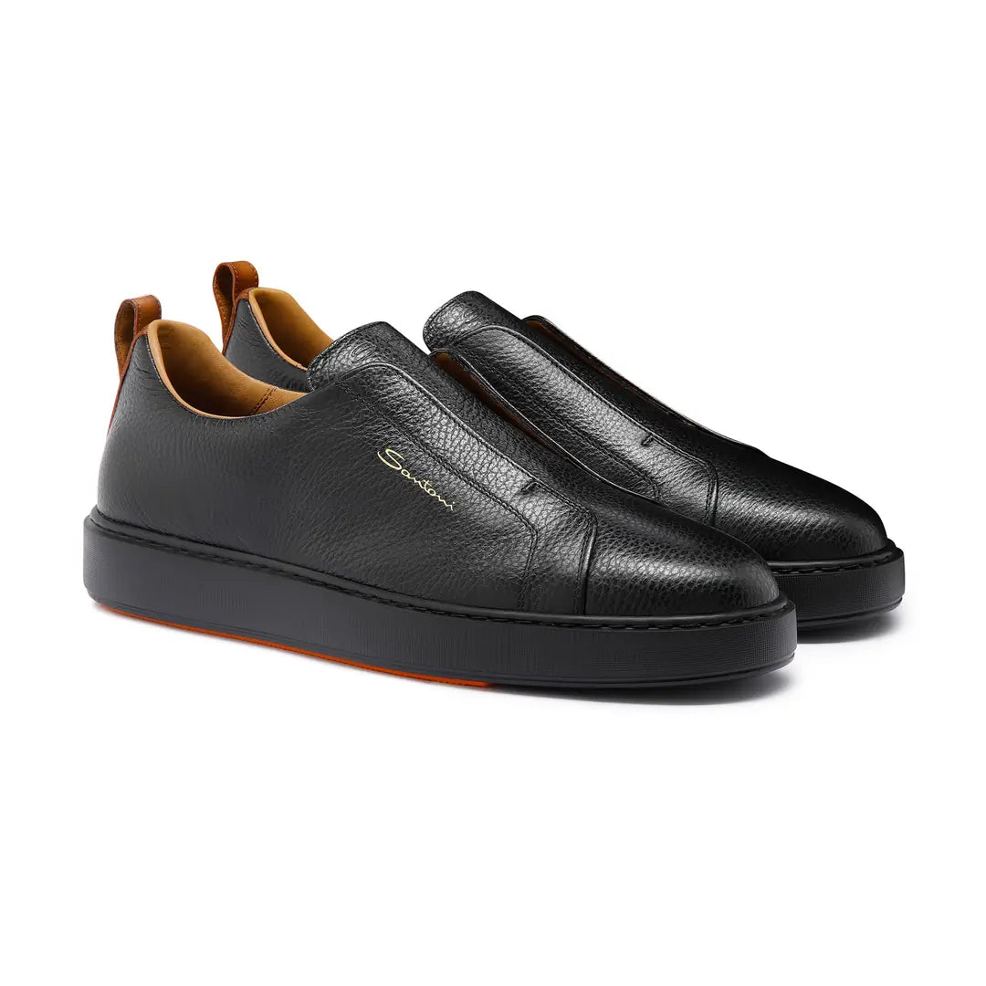 Santoni Leather Slip-On Sneaker