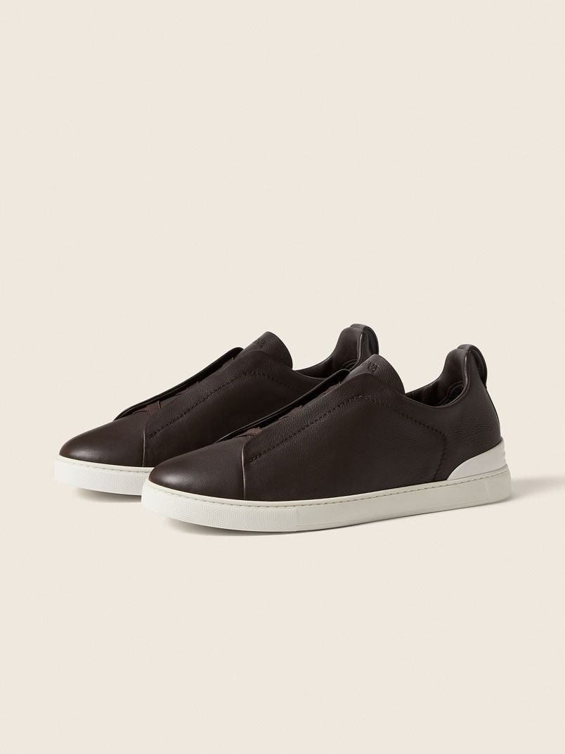 ZEGNA Triple Stitch Leather Sneaker