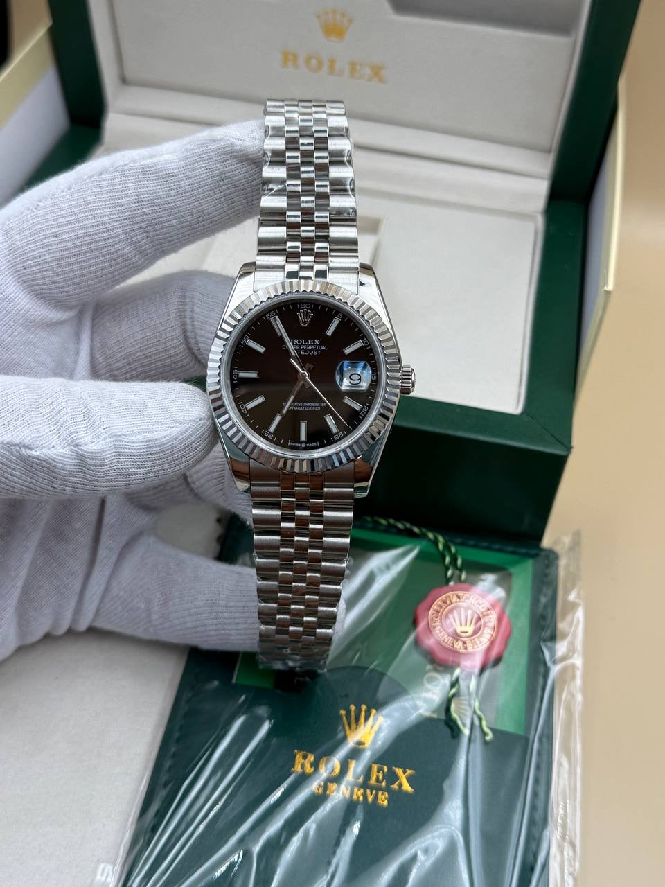 Rolex Black Dial Jübile Cordon
