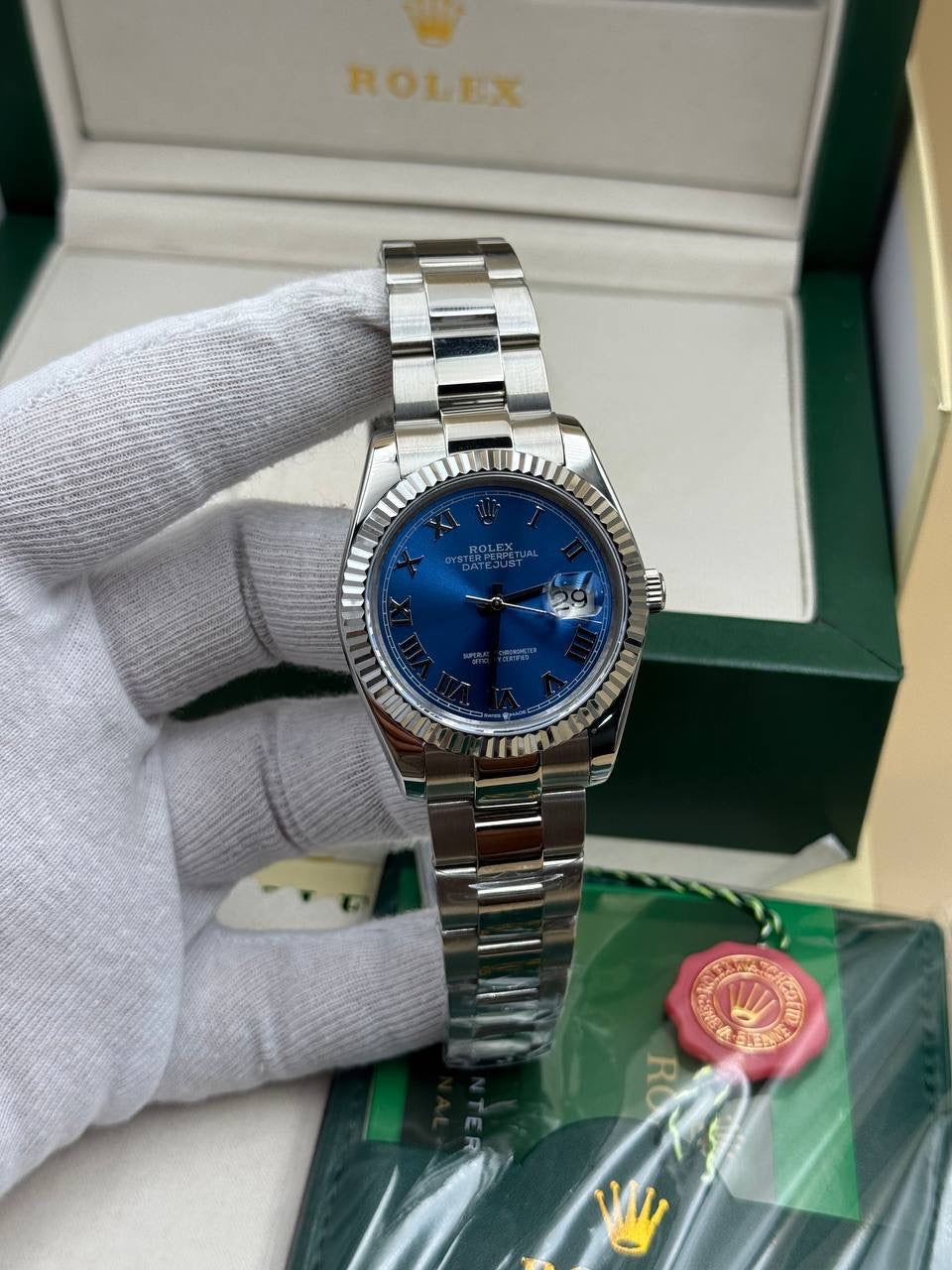Rolex Datejust Blue Dial Oyster Cordon