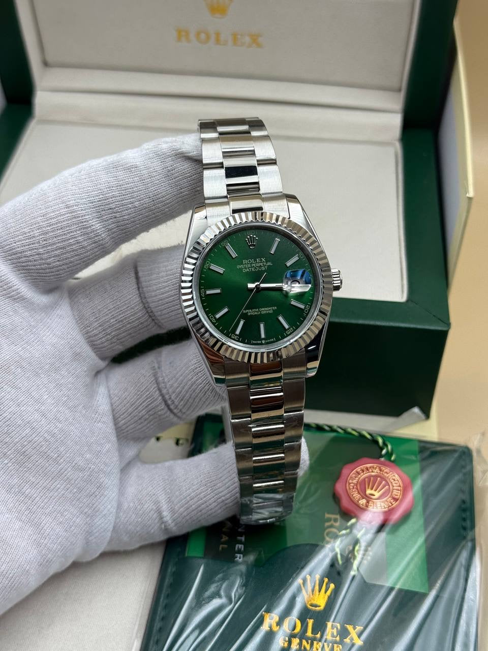 Rolex Datejust Green Dial Oyster Cordon