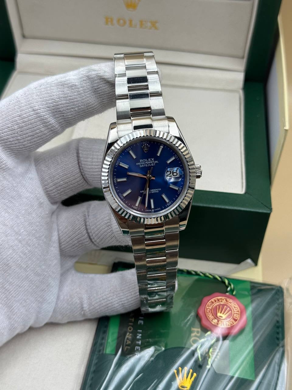 Rolex Datejust Blue Dial Oyster Cordon