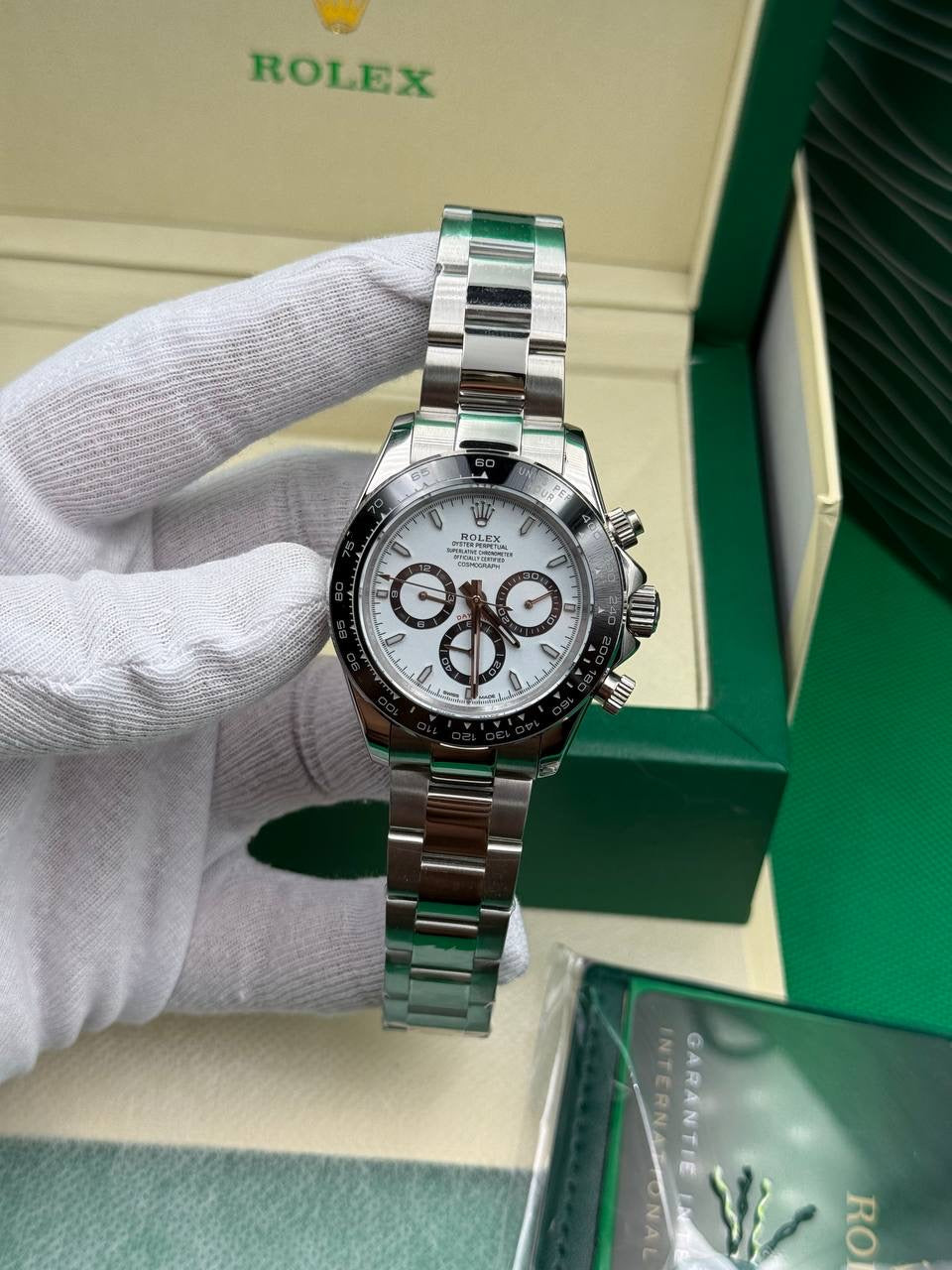 Rolex Panda Daytona White Dial Oyster Cordon