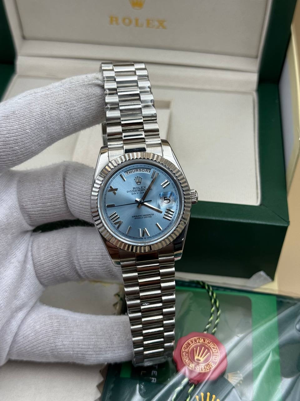 Rolex Daydate İce Dial President Cordon