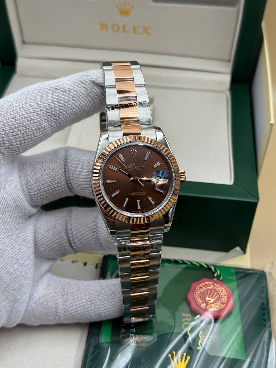 Rolex Datejust Brown Dial Two Tone Oyster Cordon