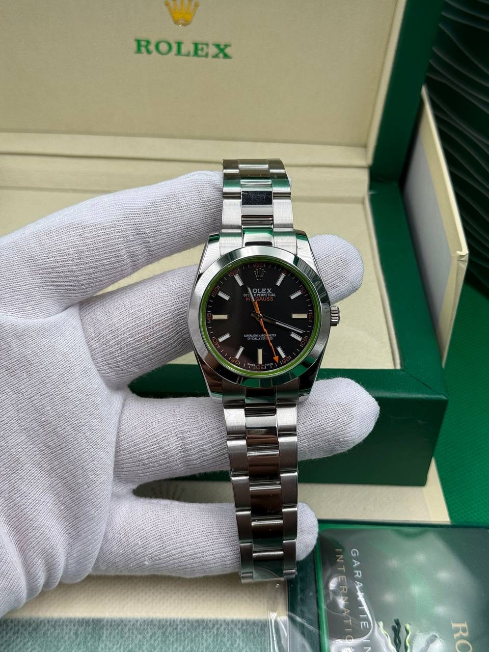 Rolex Milgauss Black Dial Oyster Cordon