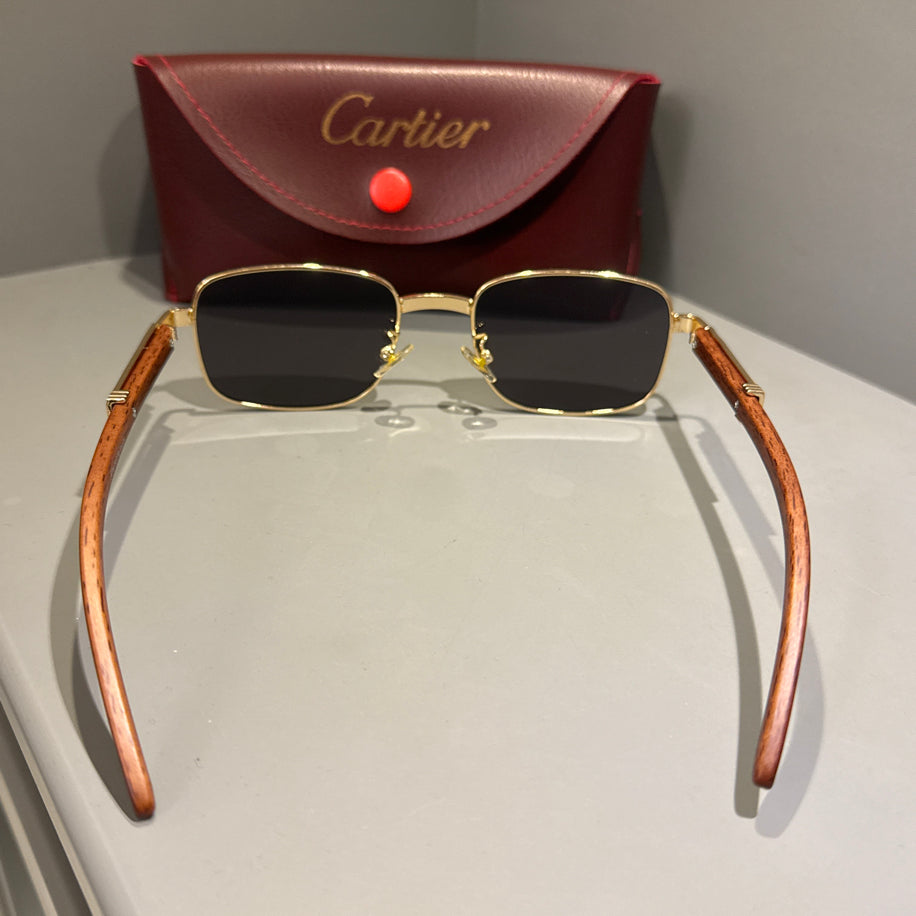 Cartier Unisex Gözlük ( Siyah Cam Ahşap Sap)